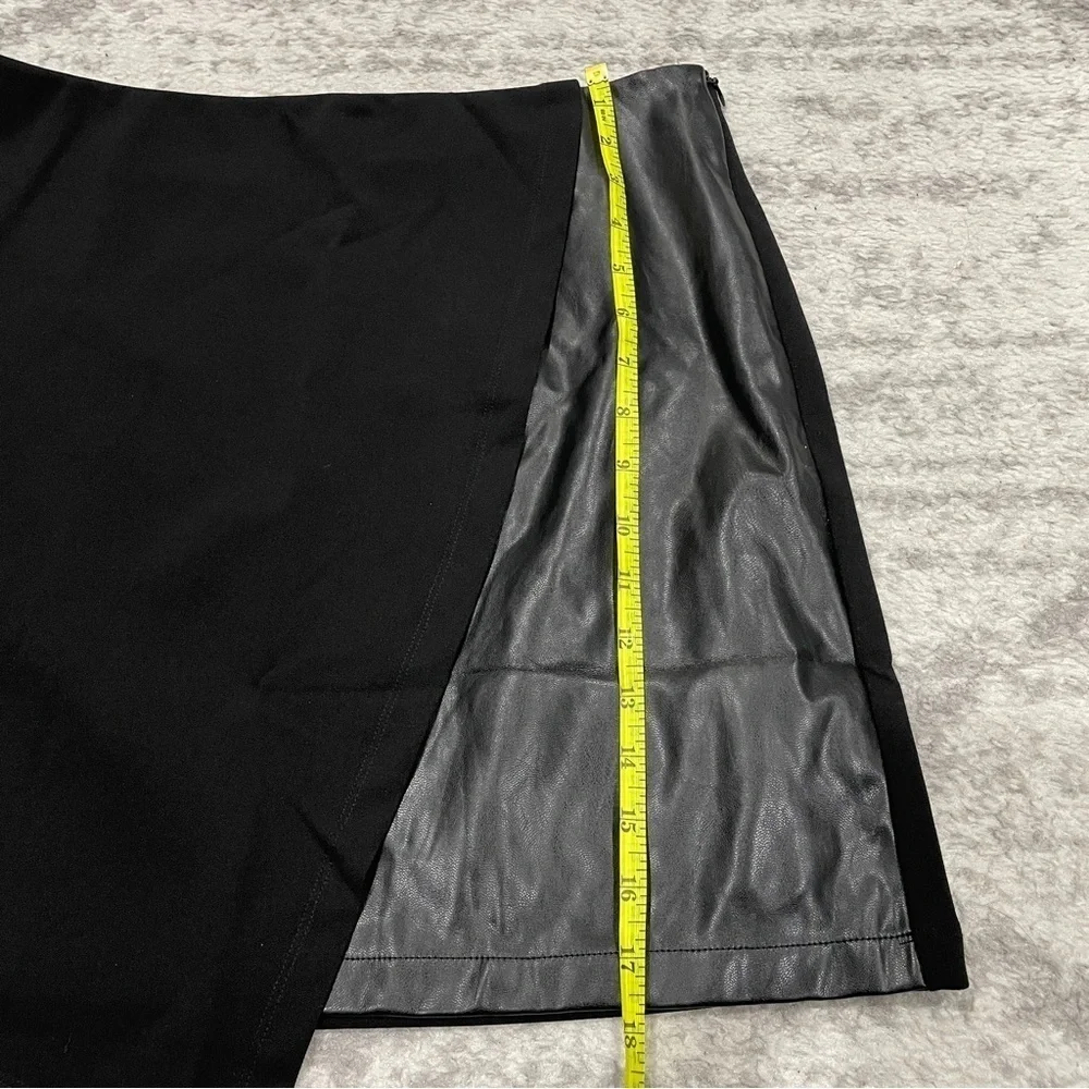 NWT Allegra K Black High Waist Faux Leather Asymmetrical Hem Mini Skirt